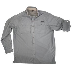 Eddie Bauer Mens Long Sleeve Button Up Shirt Gray Vented Outdoor Size L